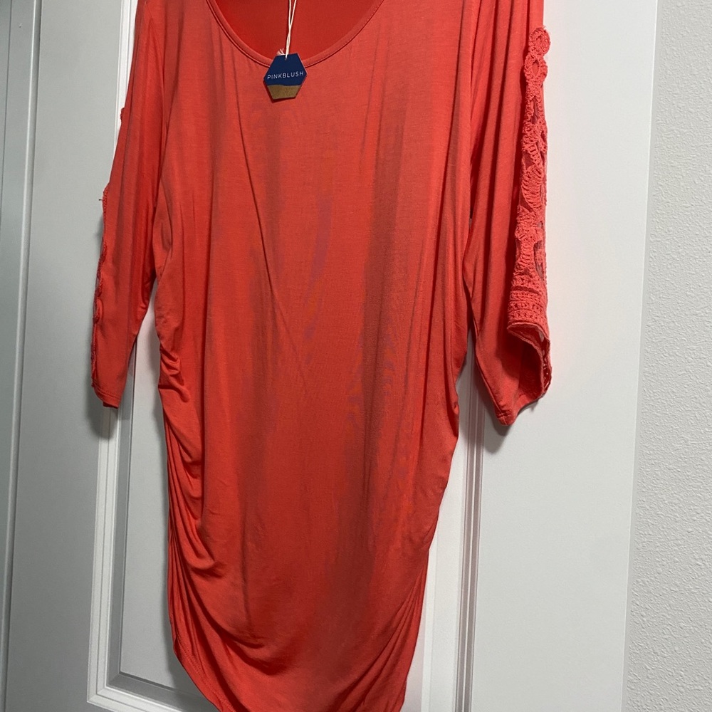 Maternity top with lace detail and ruching